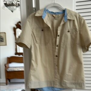 Eddie Bauer Tan Casual Button Down Shirt Relaxed Fit